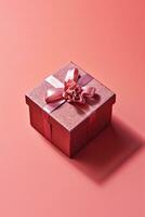 Gift box tied with ribbon. AI-Generated photo