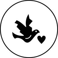 Paloma con icono de vector de corazón