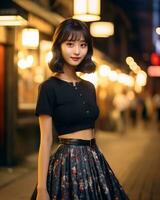 Beautiful asian girl on trandy casual outfit AI Generative photo