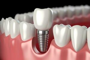 3D generated dental teeth implant.Health concept.Created with Generative AI technology. photo