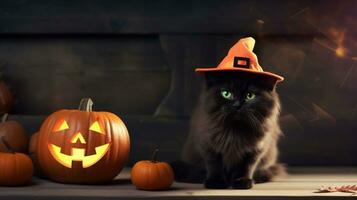 Cute Cat ,Halloween theme on isolated background.Happy Halloween concept.created with Generative AI technology photo