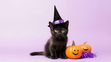 Cute Cat ,Halloween theme on isolated background.Happy Halloween concept.created with Generative AI technology photo