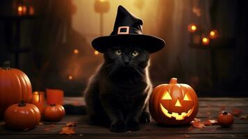 Cute Cat ,Halloween theme on isolated background.Happy Halloween concept.created with Generative AI technology photo