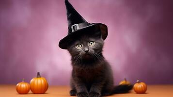 Cute Cat ,Halloween theme on isolated background.Happy Halloween concept.created with Generative AI technology photo