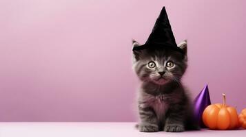 Cute Cat ,Halloween theme on isolated background.Happy Halloween concept.created with Generative AI technology photo