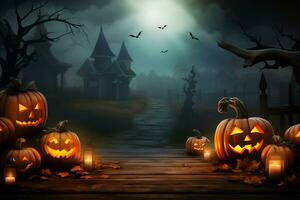 Halloween background with copy space.Created with Generative AI technology photo