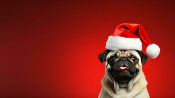 linda perro vistiendo Papa Noel claus disfraz en Navidad fiesta .alegre Navidad concepto.creado con generativo ai tecnología foto