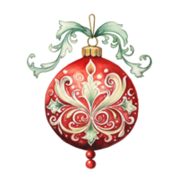 Christmas Ball or christmas ornament in style watercolor on isolated background.Merry Christmas and Happy new year concept.Created with Generative AI technology. png