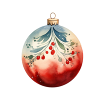 Christmas Ball or christmas ornament in style watercolor on isolated background.Merry Christmas and Happy new year concept.Created with Generative AI technology. png