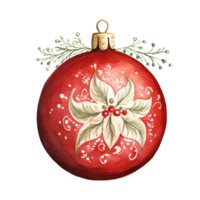 Kerstmis bal of Kerstmis ornament in stijl waterverf Aan geïsoleerd background.merry Kerstmis en gelukkig nieuw jaar concept.gemaakt met generatief ai technologie. png