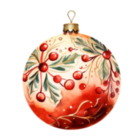 Navidad pelota o Navidad ornamento en estilo acuarela en aislado fondo.feliz Navidad y contento nuevo año concepto.creado con generativo ai tecnología. png