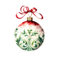 Christmas Ball or christmas ornament in style watercolor on isolated background.Merry Christmas and Happy new year concept.Created with Generative AI technology. png