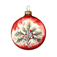 Christmas Ball or christmas ornament in style watercolor on isolated background.Merry Christmas and Happy new year concept.Created with Generative AI technology. png