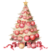 Navidad árbol en estilo acuarela en aislado fondo.feliz Navidad y contento nuevo año concepto.creado con generativo ai tecnología. png
