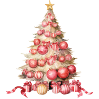 Christmas tree in style watercolor on isolated background.Merry Christmas and Happy new year concept.Created with Generative AI technology. png