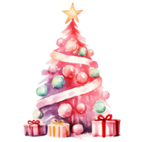 Christmas tree in style watercolor on isolated background.Merry Christmas and Happy new year concept.Created with Generative AI technology. png