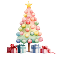 Christmas tree in style watercolor on isolated background.Merry Christmas and Happy new year concept.Created with Generative AI technology. png