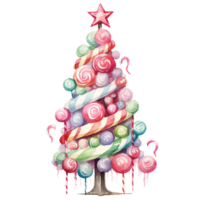 Christmas tree in style watercolor on isolated background.Merry Christmas and Happy new year concept.Created with Generative AI technology. png