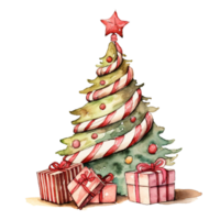 Navidad árbol en estilo acuarela en aislado fondo.feliz Navidad y contento nuevo año concepto.creado con generativo ai tecnología. png