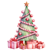 Navidad árbol en estilo acuarela en aislado fondo.feliz Navidad y contento nuevo año concepto.creado con generativo ai tecnología. png