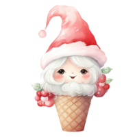 Navidad hielo crema cono en estilo acuarela.feliz Navidad y contento nuevo año concepto. png