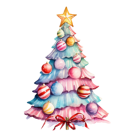 Navidad árbol en estilo acuarela en aislado fondo.feliz Navidad y contento nuevo año concepto.creado con generativo ai tecnología. png