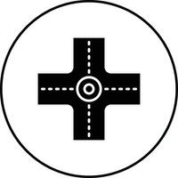 Four Way Intersection Vector Icon