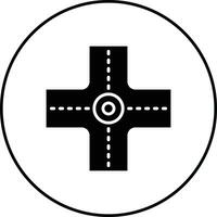 Four Way Intersection Vector Icon