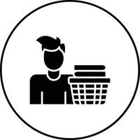 hombre haciendo lavandería vector icono
