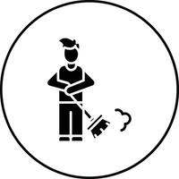 Man Sweeping Floor Vector Icon