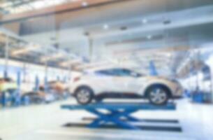 Blurred image, car repair service center photo