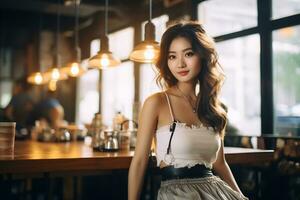 Beautiful asian girl on casual outfit AI Generative photo