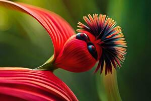 un cerca arriba de un flor con un rojo flor. generado por ai foto