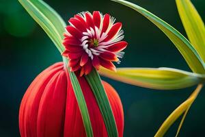 a red flower with a white center is in the center. AI-Generated photo