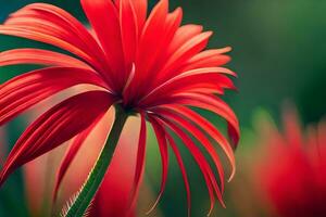 a red flower is shown in the foreground. AI-Generated photo