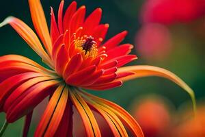 a close up of a bright orange flower. AI-Generated photo