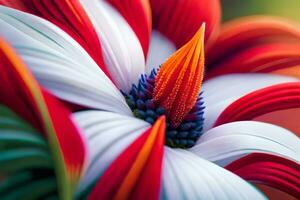 a close up of a red and white flower. AI-Generated photo