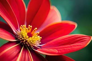 a red flower with yellow stamen. AI-Generated photo