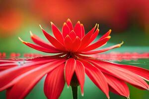 a red flower is seen in the water. AI-Generated photo