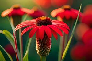 red coneflower in the garden. AI-Generated photo