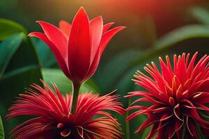 rojo flores en el Dom. generado por ai foto