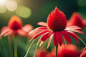 red coneflower blooming in the sun. AI-Generated photo