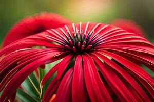 a red flower with a green background. AI-Generated photo