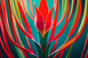 a close up of a red flower with green and red stripes. AI-Generated photo