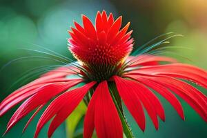 a red flower with a green background. AI-Generated photo