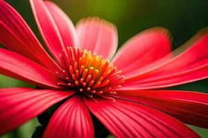 a red flower with a green background. AI-Generated photo