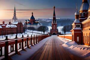 el kremlin en invierno. generado por ai foto