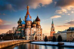 the cathedral of st basil in moscow, russia. AI-Generated photo