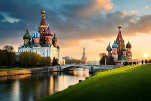 the kremlin and the red square in moscow, russia. AI-Generated photo