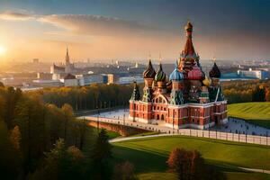 the cathedral of st basil in moscow, russia. AI-Generated photo